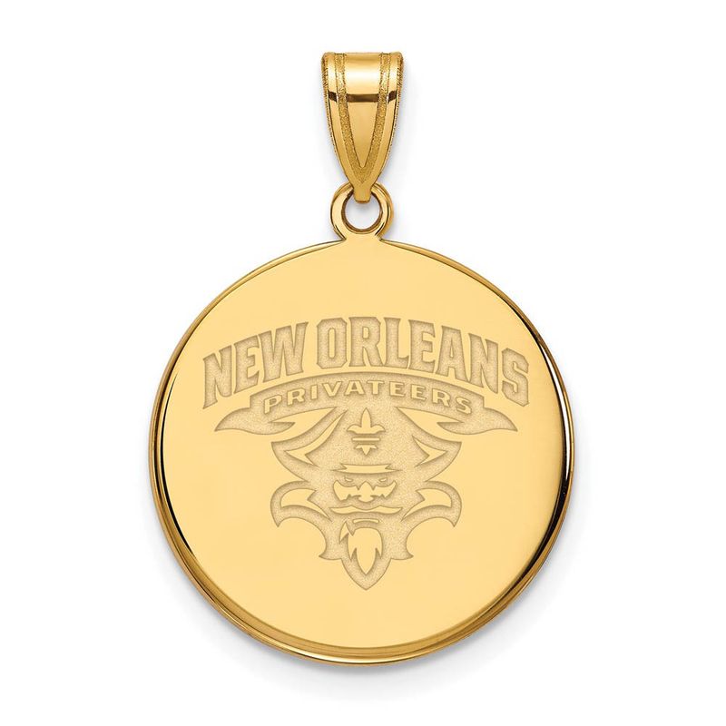 14k Gold Plated Silver Univ. Of New Orleans Large Disc Pendant